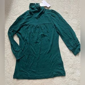 FINAL new banana republic turtleneck tissue shirt top pleated green small petite